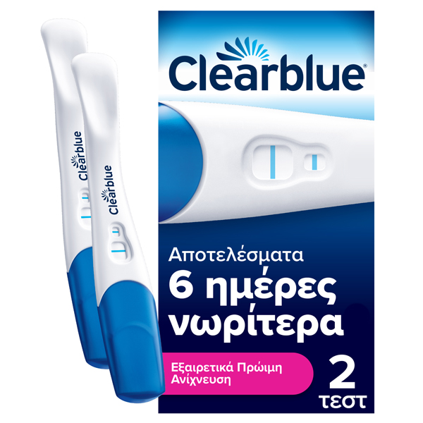 Clearblue Τεστ Εγκυμοσύνης Εξαιρετικά Πρώιμης Ανίχνευσης 2 τμχ Clearblue Τεστ Εγκυμοσύνης Εξαιρετικά Πρώιμης Ανίχνευσης 2 τμχ