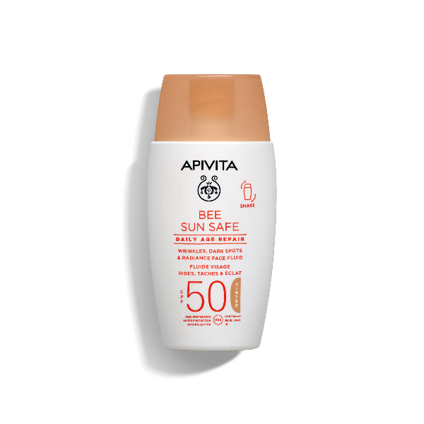 Apivita Bee Sun Safe Daily Age Repair Dry Touch Tinted Λεπτόρρευστη Κρέμα Προσώπου κατά των Πανάδων & Ρυτίδων Spf50 με Χρώμα 50 ml Apivita Bee Sun Safe Daily Age Repair Dry Touch Tinted Λεπτόρρευστη Κρέμα Προσώπου κατά των Πανάδων & Ρυτίδων Spf50 με Χρώμα 50 ml