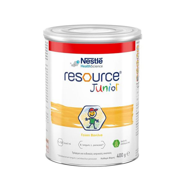 Nestle Resource Junior Σκόνη Εντερικής/Εδικής Διατροφής για Παιδιά 1- 10 ετών με Γεύση Βανίλια 400 gr Nestle Resource Junior Σκόνη Εντερικής/Εδικής Διατροφής για Παιδιά 1- 10 ετών με Γεύση Βανίλια 400 gr