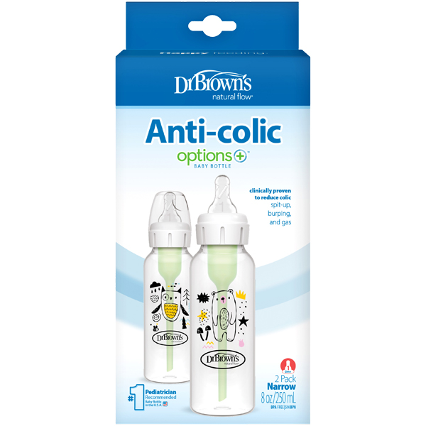 Dr. Brown's Options+ Anti-Colic Μπιμπερό PP με Στενό Λαιμό Αρκούδα-Κουκουβάγια 0m+ 2x250 ml Dr. Brown's Options+ Anti-Colic Μπιμπερό PP με Στενό Λαιμό Αρκούδα-Κουκουβάγια 0m+ 2x250 ml