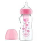 Dr. Brown's Options+ Anti-Colic Πλαστικό Μπιμπερό με Φαρδύ Λαιμό 0m+ Ροζ 270ml 1 τμχ