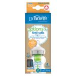Dr. Brown's Options+ Anti-Colic (WB51700) Γυάλινο Μπιμπερό με Φαρδύ Λαιμό 0m+ 150 ml