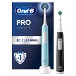 Oral-B Pro Series 1 Duo Επαναφορτιζόμενες Ηλεκτρικές Οδοντόβουρτσες Μπλε και Μαύρη 2 τμχ