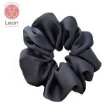 Leon Scrunchie Σατέν Μαύρο 1 τμχ