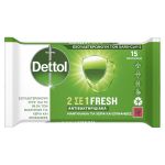 Dettol 2 σε 1 Fresh Αντιβακτηριδιακά Μαντηλάκια 15 τμχ