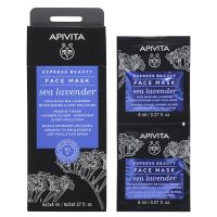 Apivita Express Beauty Μάσκα Προσώπου για Ενυδάτωση και Αντιοξειδωτική Προστασία με Θαλάσσια Λεβάντα 2x8 ml