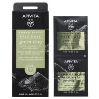 Apivita Express Beauty Μάσκα Προσώπου για Βαθύ Καθαρισμό με Πράσινη Άργιλο για Λιπαρό-Μικτό Δέρμα 2x8 ml