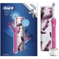 Oral-B Pro 1 750 Design Edition Επαναφορτιζόμενη Ηλεκτρική Οδοντόβουρτσα Ροζ & Δώρο Θήκη Ταξιδίου
