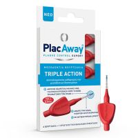 Plac Away Triple Action Μεσοδόντια Βουρτσάκια 0.5mm ISO 2 Κόκκινο 6τμχ