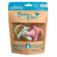 Dr. Brown's Happy Paci Πιπίλα Σιλικόνης Ροζ και Πράσινη 0-6m 2 τμχ