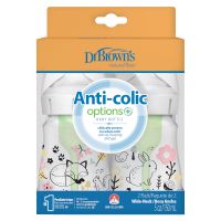 Dr. Brown's Options+ Anti-Colic Πλαστικό Μπιμπερό με Φαρδύ Λαιμό Forest 0m+ 2x150 ml
