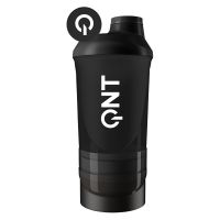 QNT It's on Πλαστικό Shaker Ανάμειξης Ροφημάτων με 2 Θήκες Αποθήκευσης σε Χρώμα Black Smoke 600 + 350 ml