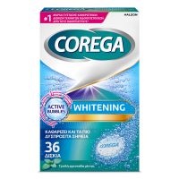 Corega Whitening Καθαριστικά Δισκία Τεχνητής Οδοντοστοιχίας 36 δισκία
