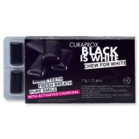 Curaprox Black Is White Λευκαντική Οδοντότσιχλα Με Ενεργό Άνθρακα 12τμχ