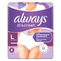 Always Discreet Pants Plus No7 Εσώρουχα για την Ακράτεια Large 8 τμχ