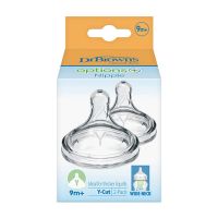 Dr. Brown's Options+ Y-Cut Θηλές Σιλικόνης για Μπιμπερό με Φαρδύ Λαιμό 9m+ 2 τμχ