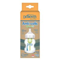Dr. Brown's Options+ Anti-Colic (WB51700) Γυάλινο Μπιμπερό με Φαρδύ Λαιμό 0m+ 150 ml