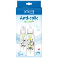 Dr. Brown's Options+ Anti-Colic (SB82042) Μπιμπερό PP με Στενό Λαιμό Σκιουράκι-Κατσικούλα 0m+ 2x250 ml