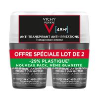 Vichy Homme Deodorant Anti-Transpirant Roll-On 48h 50mlx2