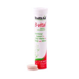 Health Aid B-Vital Συμπλήρωμα Διατροφής Πολυβιταμίνη Για Την Πνευματική & Σωματική Υγεία Με Γεύση Βερίκοκο 20 Αναβράζοντα Δισκία