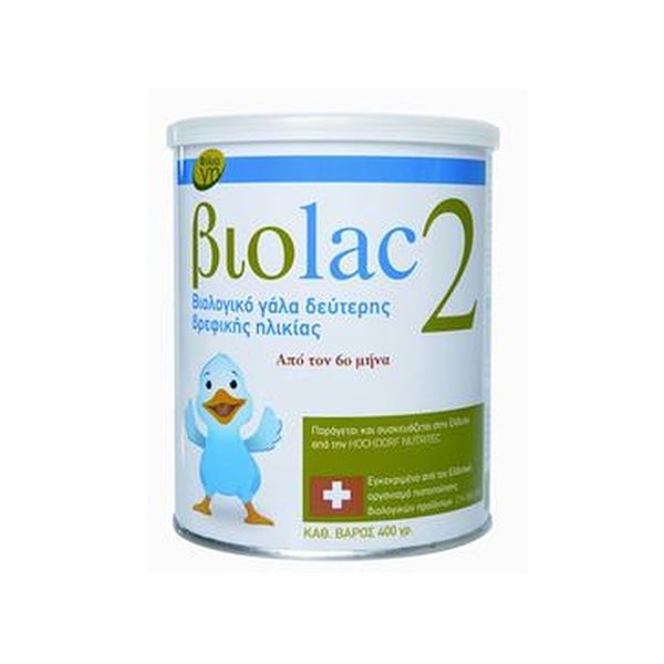 Biolac 2 Βιολογικό Γάλα Δεύτερης Βρεφικής Ηλικίας Από Τον 6ο Μήνα 400gr