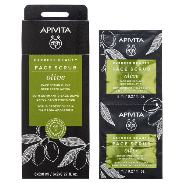 Apivita Express Beauty Scrub Προσώπου για Bαθιά Απολέπιση με Ελιά 2x8 ml