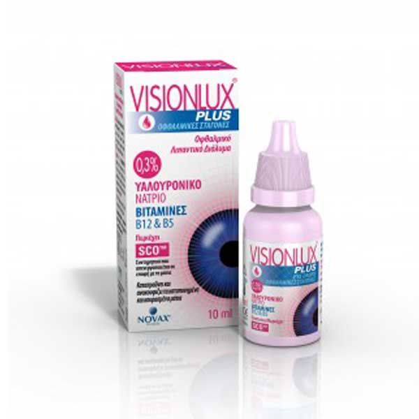 Novax Pharma Visionlux Plus Οφθαλμικές Λιπαντικές Σταγόνες 10ml