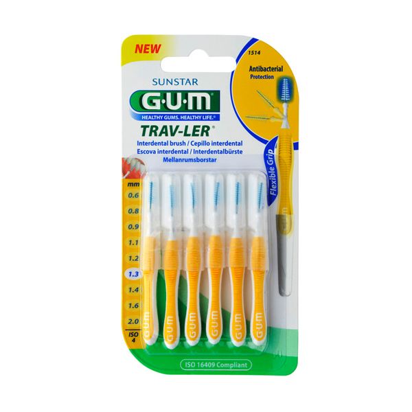 Gum Trav-Ler Μεσοδόντια Βουρτσάκια Με Καπάκι 1.3mm 6τμχ