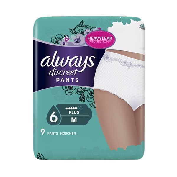 Always Discreet Pants Plus No6 M Εσώρουχα Για Ακράτεια Μίας Χρήσης 9τμχ