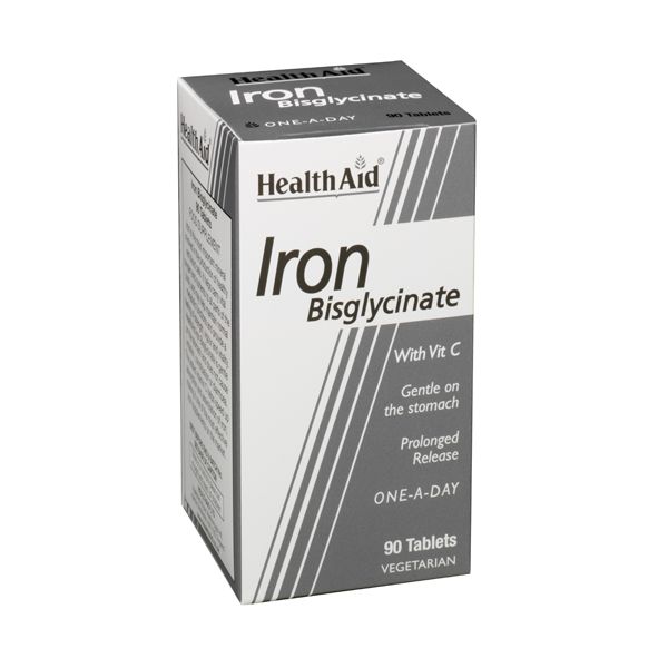 Health Aid Iron Bisglycinate Σίδηρος με Βιταμίνη C 90 Ταμπλέτες
