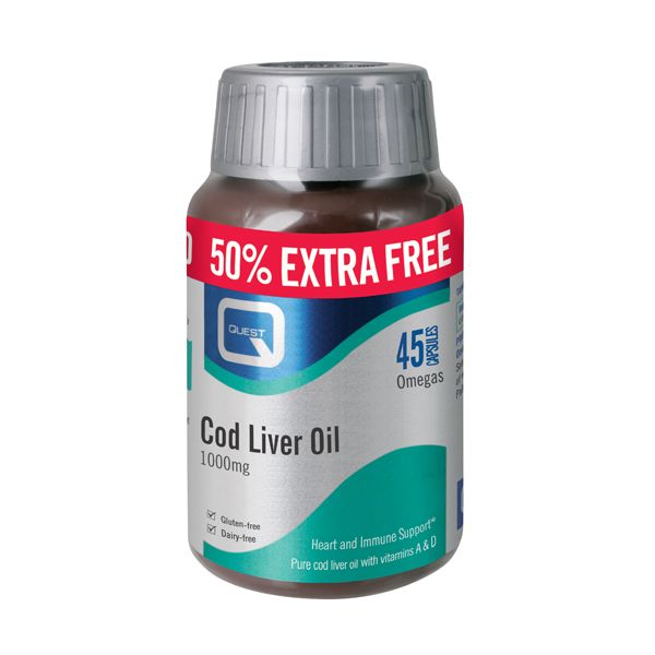 Quest Cod Liver Oil 1000mg 30 Κάψουλες & 15 Κάψουλες Δώρο
