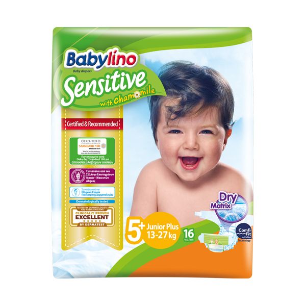 Babylino Sensitive Πάνες Με Χαμομήλι Νο5+ Junior Plus 13-27kg 16τμχ