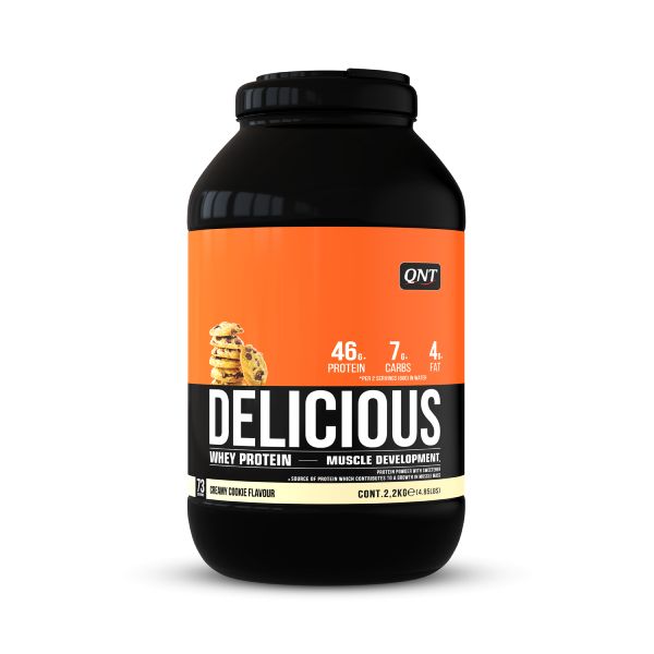 QNT Delicious Whey Protein Πρωτεΐνη Ορού Γάλακτος Συμπλήρωμα Διατροφής με Γεύση Creamy Cookie 2200 gr