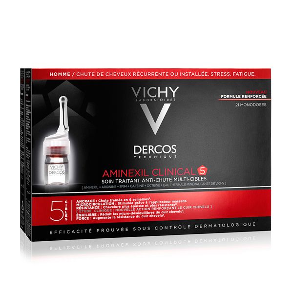 Vichy Dercos Aminexil Clinical 5 Πρόγραμμα Κατά Της Ανδρικής Τριχόπτωσης Πολλαπλής Στόχευσης 21*6ml