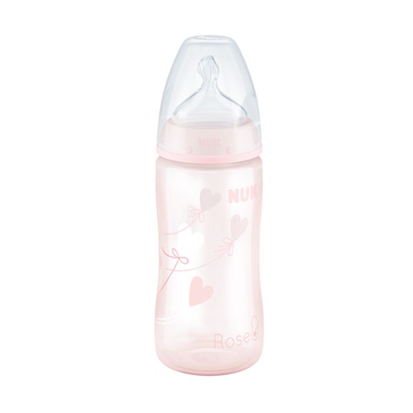 Nuk First Choice+ Baby Rose Blue Πλαστικό Μπιμπερό Με Θηλή Σιλικόνης Μ 0-6m 300ml