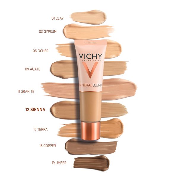 Vichy Mineralblend Ενυδατικό Make-up 16 Ωρών Λεπτόρρευστης Υφής Για Όλες Τις Επιδερμίδες 12 Sienna 30ml