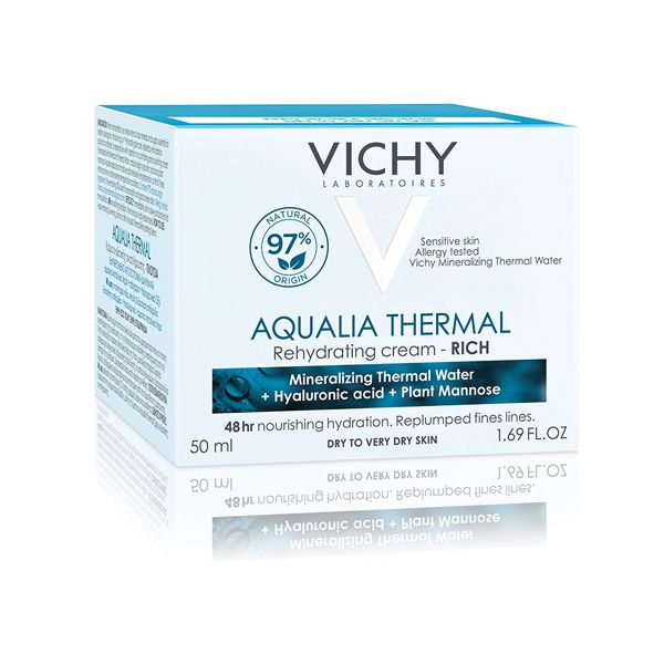 Vichy Aqualia Thermal Κρέμα Προσώπου Ενυδατικής Αναπλήρωσης Για Ευαίσθητο & Ξηρό/Πολύ Ξηρό Δέρμα 50ml