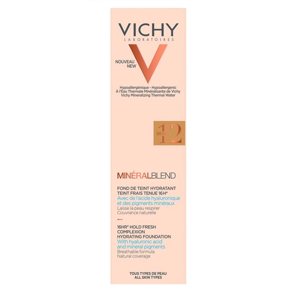 Vichy Mineralblend Ενυδατικό Make-up 16 Ωρών Λεπτόρρευστης Υφής Για Όλες Τις Επιδερμίδες 12 Sienna 30ml