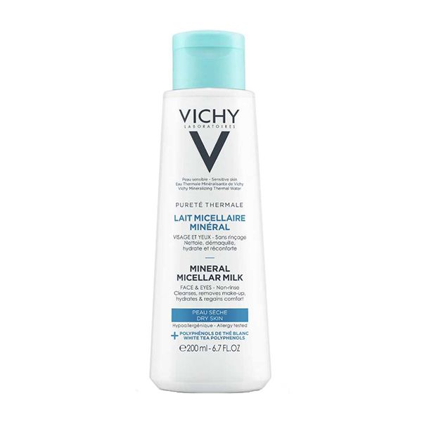 Vichy Purete Thermale Mineral Γαλάκτωμα Καθαρισμού & Ντεμακιγιάζ Micellaire Με Μεταλλικά Στοιχεία Για Ξηρό Δέρμα 200ml