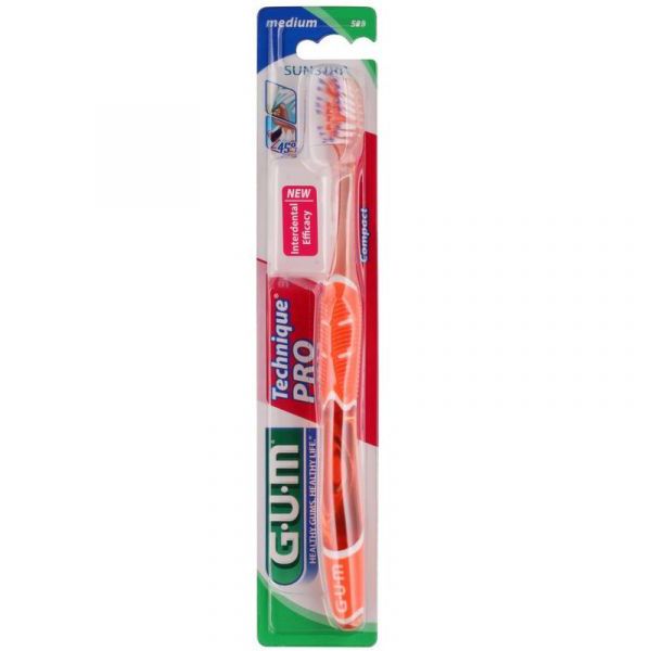 Gum Technique Pro Compact 528 Οδοντόβουρτσα Με Θήκη Medium Σε Διάφορα Χρώματα 1τμχ