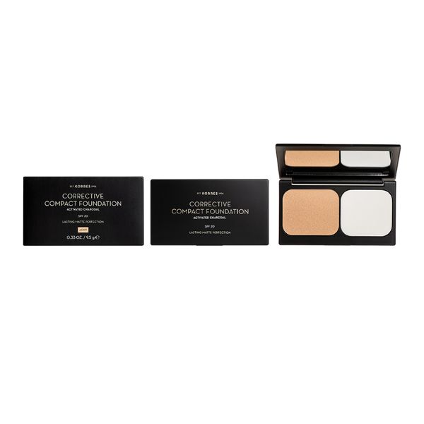 Korres Compact Foundation Για Ματ Αποτέλεσμα Με Ενεργό Άνθρακα ACCF1 Spf20 9.5g