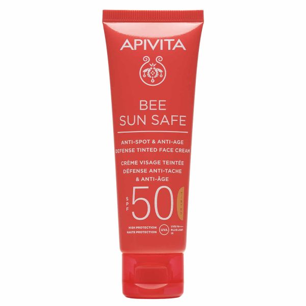Apivita Bee Sun Safe Αντηλιακή Κρέμα Προσώπου Κατά των Πανάδων και των Ρυτίδων με Χρώμα με Θαλάσσια Φύκη και Πρόπολη Spf50 50 ml