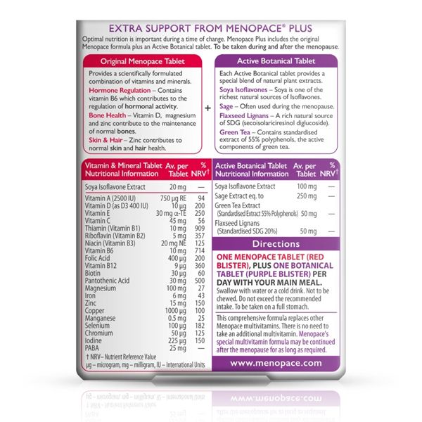 Vitabiotics Menopace Plus Ολοκληρωμένο Συμπλήρωμα Διατροφής για την Εμμηνόπαυση 28 Ταμπλέτες & 28 Κάψουλες