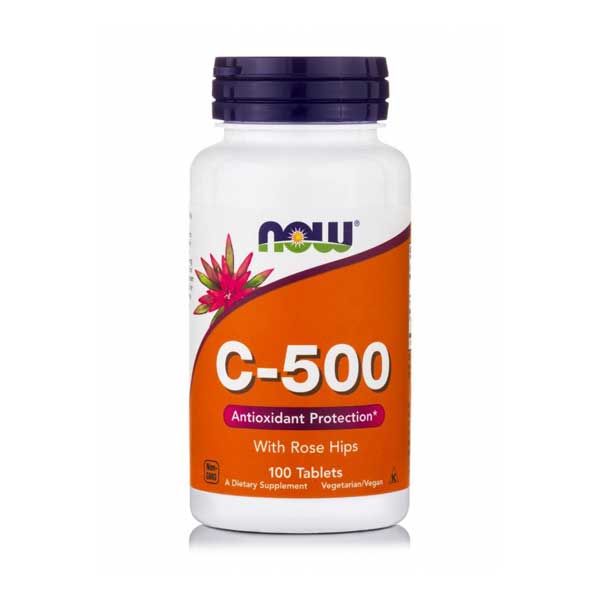 Now Foods C-500 Vitamin C με Καρπούς Άγριας Τριανταφυλλιάς Βραδείας Αποδέσμευσης 100 ταμπλέτες