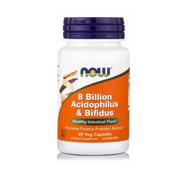 Now Foods 8 Billion Acidophilus & Bifidus Συμπλήρωμα Διατροφής για την Υγεία του Εντέρου 60 Veg Capsules