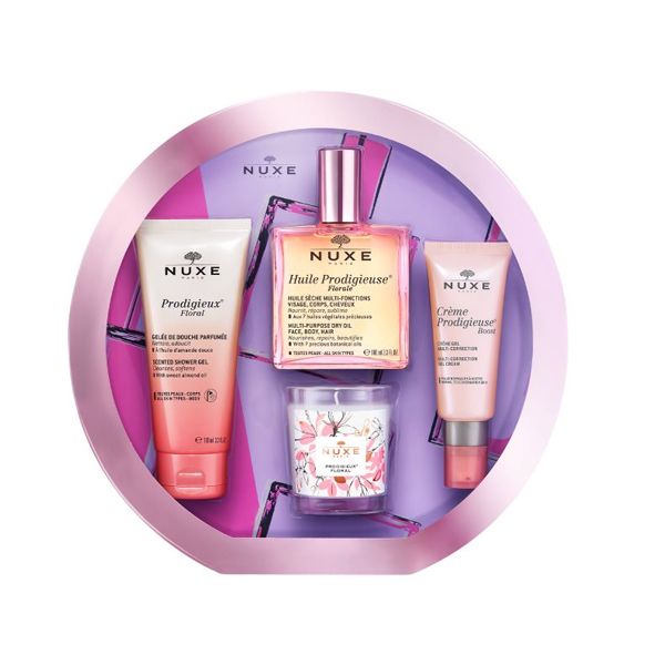 Nuxe Floral Set με Huile Prodigieuse Ξηρό Λάδι Προσώπου/Σώματος/Μαλλιών 100ml & Creme Boost Κρέμα Ημέρας Πολλαπλής Δράσης Κανονικό/Μεικτό Δέρμα 40ml & Prodigieux Floral Αφρόλουτρο Σώματος 100ml & Prodigieux Floral Αρωματικό Κερί 70g