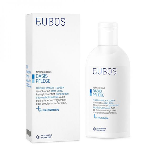 Eubos Liquid Blue Υγρό Καθαρισμού Προσώπου/Σώματος Χωρίς Άρωμα 200ml & Δώρο Μίνι Δείγμα Κρέμα Χεριών Για Ξηρά & Ταλαιπωρημένα Χέρια