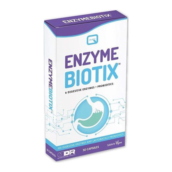 Quest Enzyme Biotix Συμπλήρωμα Διατροφης με 6 Πεπτικά Ένζυμα & Προβιοτικά 30 κάψουλες