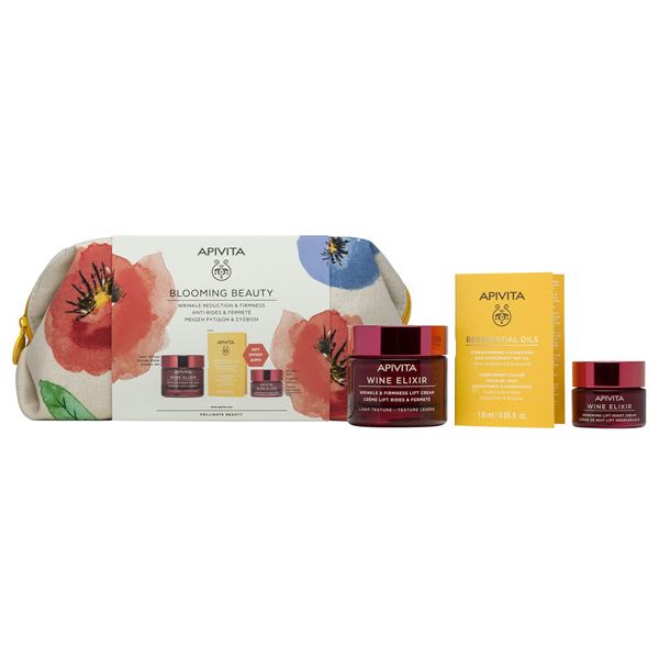 Apivita Blooming Beauty Set με Wine Elixir Αντιρυτιδική Κρέμα Προσώπου Ελαφριάς Υφής Για Σύσφιξη & Lifting 50ml & Δώρο Wine Elixir Κρέμα Νύχτας Για Ανανέωση & Lifting 15ml & Beessential Oils Λάδι Προσώπου Ημέρας 1.6ml