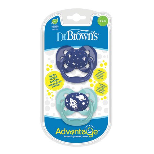 Dr. Brown's Advantage Πιπίλα Σιλικόνης (Επίπεδο 1) Boy 0-6m 2τμχ